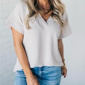 Zenana Lenaya Breezy V-Neck Top NWOT